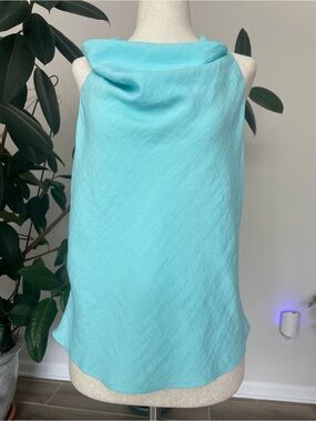 Zara Aqua Cowl-Neck Sleeveless Camisole